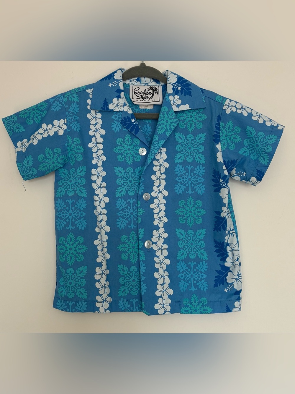 Kids' Blue Floral Hibiscus Hawaiian Shirt 24M